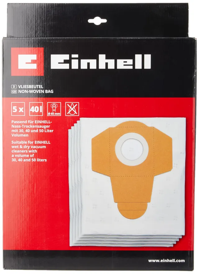 einhell-bolsas-para-aspirador-en-seco-y-h-medo-40l-5-piezas-compatible-con-tc-vc image 1