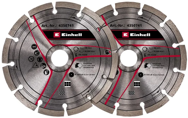 einhell-set-de-2-discos-de-corte-diamante-150mm-para-rozadora-te-ma-1700 image 1