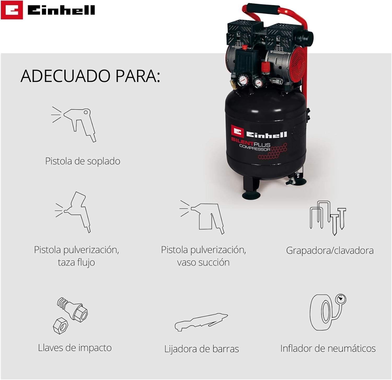 einhell-compresor-te-ac-135-24-silent-plus-750-w-8-bar-24-l-135-l-min-57-db-sin- image 3
