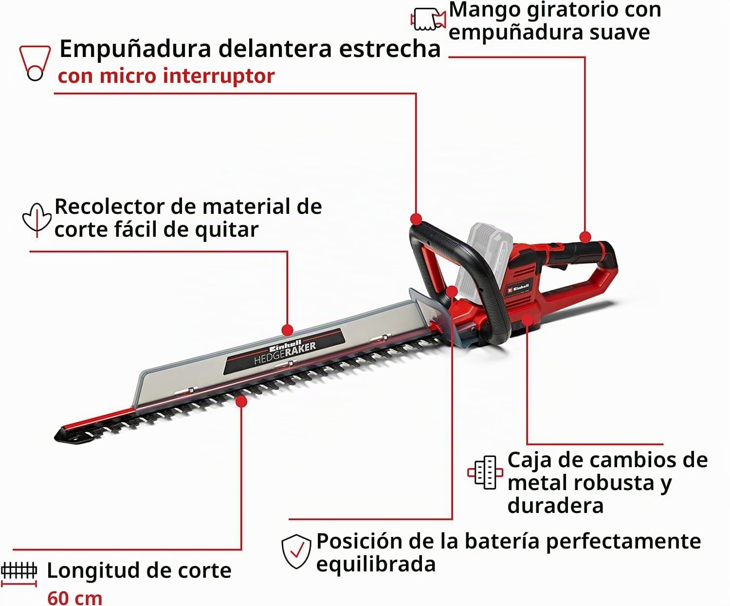 einhell-ge-ch-18-60-li-cortasetos-inal-mbrico-18v-power-x-change-60cm-mango-gira image 3