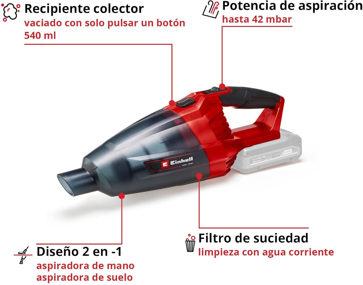 einhell-te-vc-18-li-solo-aspiradora-manual-sin-cable-solo-cuerpo image 3