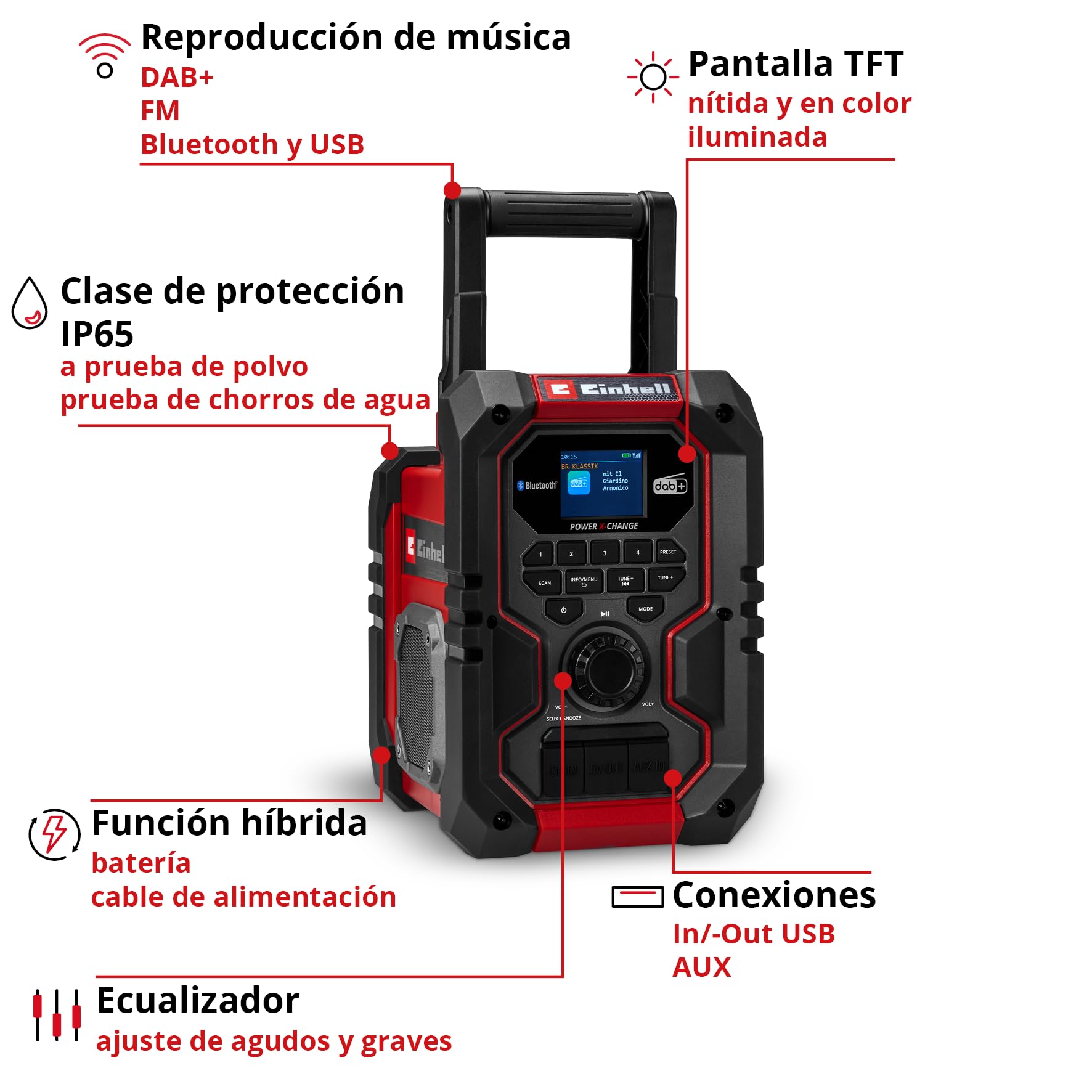 einhell-radio-de-obra-te-cr-18-li-dab-fm-bt-solo-power-x-change-18v-dab-fm-bluet image 3
