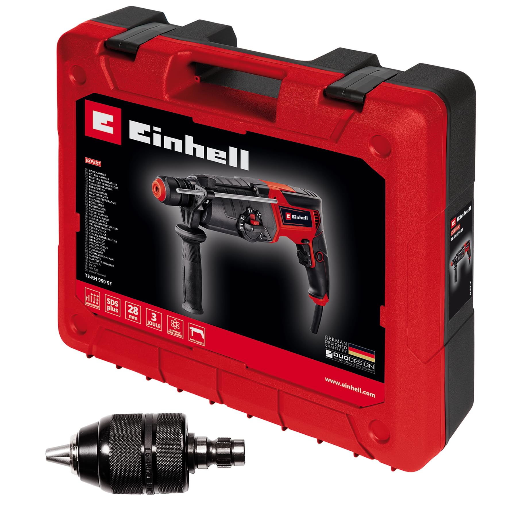 einhell-martillo-perforador-te-rh-950-5f-950-w-2-velocidades-3-j-sds-plus-incluy image 2