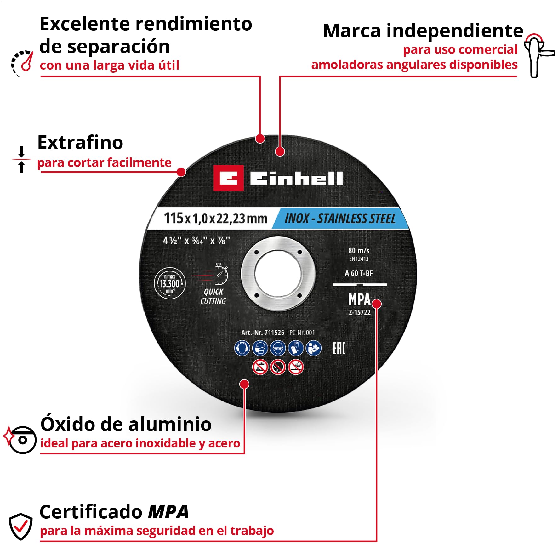 einhell-discos-de-corte-para-metal-originales-10-piezas-di-metro-115-mm-en-lata- image 2