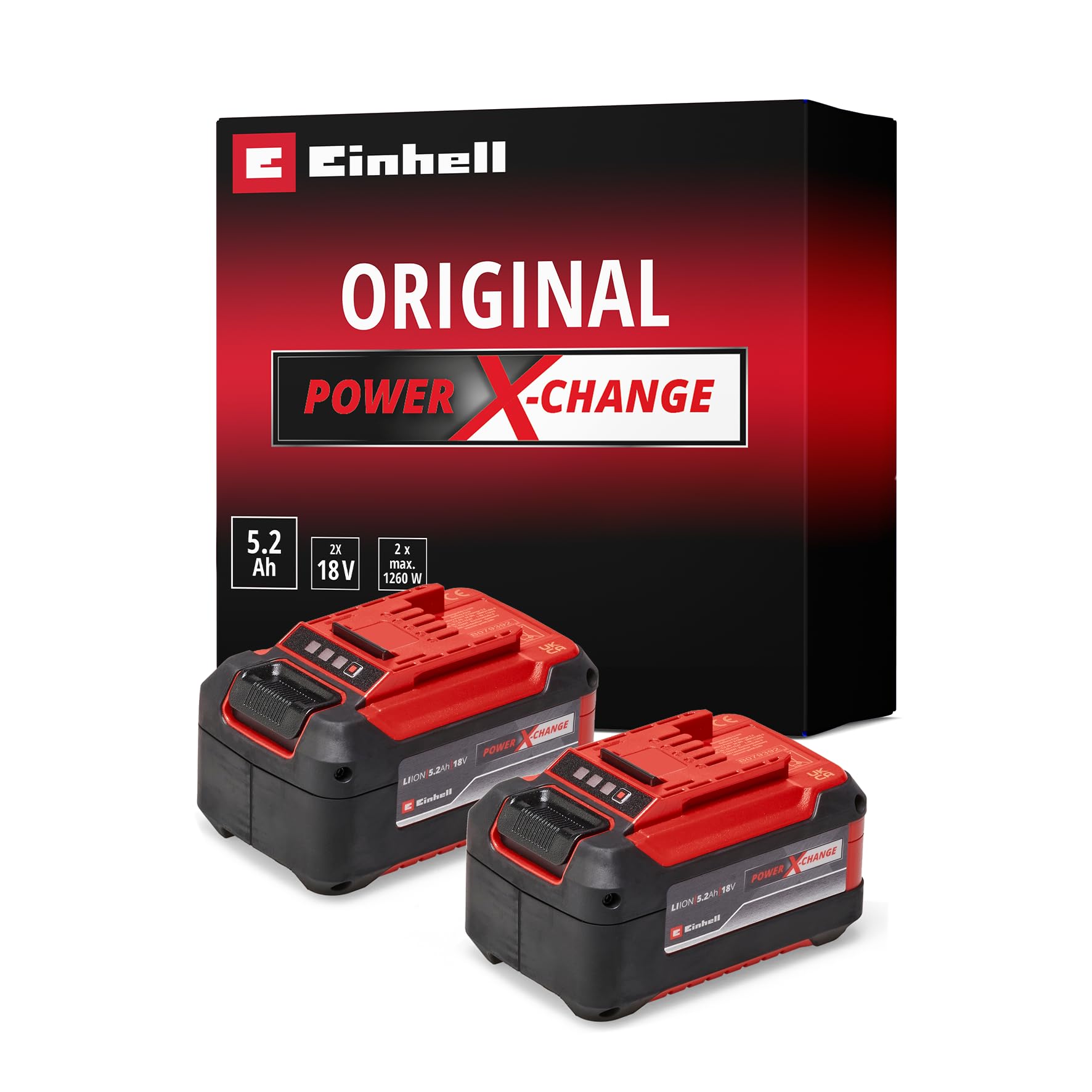 pack-de-2-bater-as-einhell-power-x-change-18v-4-0ah-rojo-y-negro-con-cargador-y- image 5