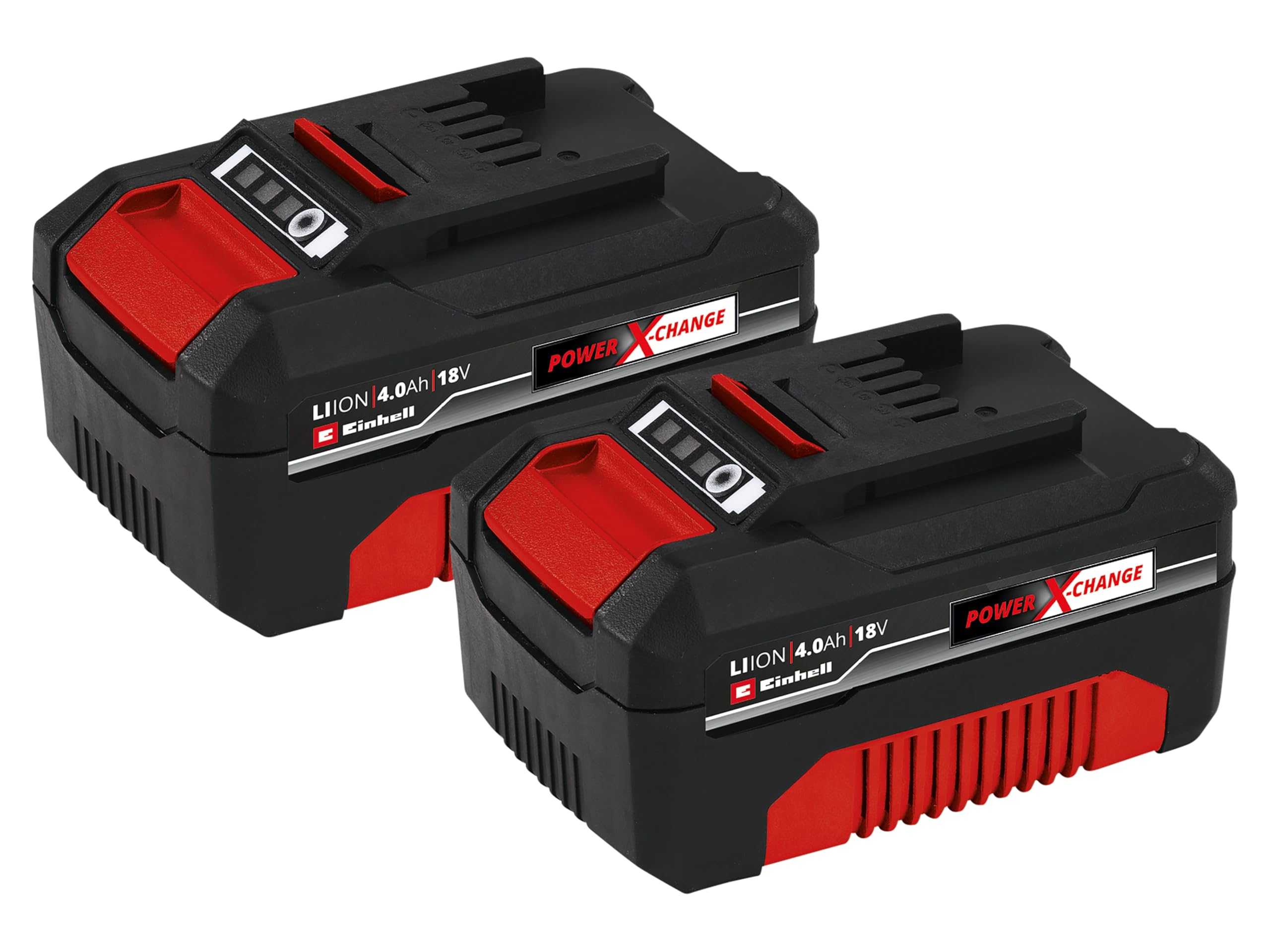 pack-de-2-bater-as-einhell-power-x-change-18v-4-0ah-rojo-y-negro-con-cargador-y- image 1