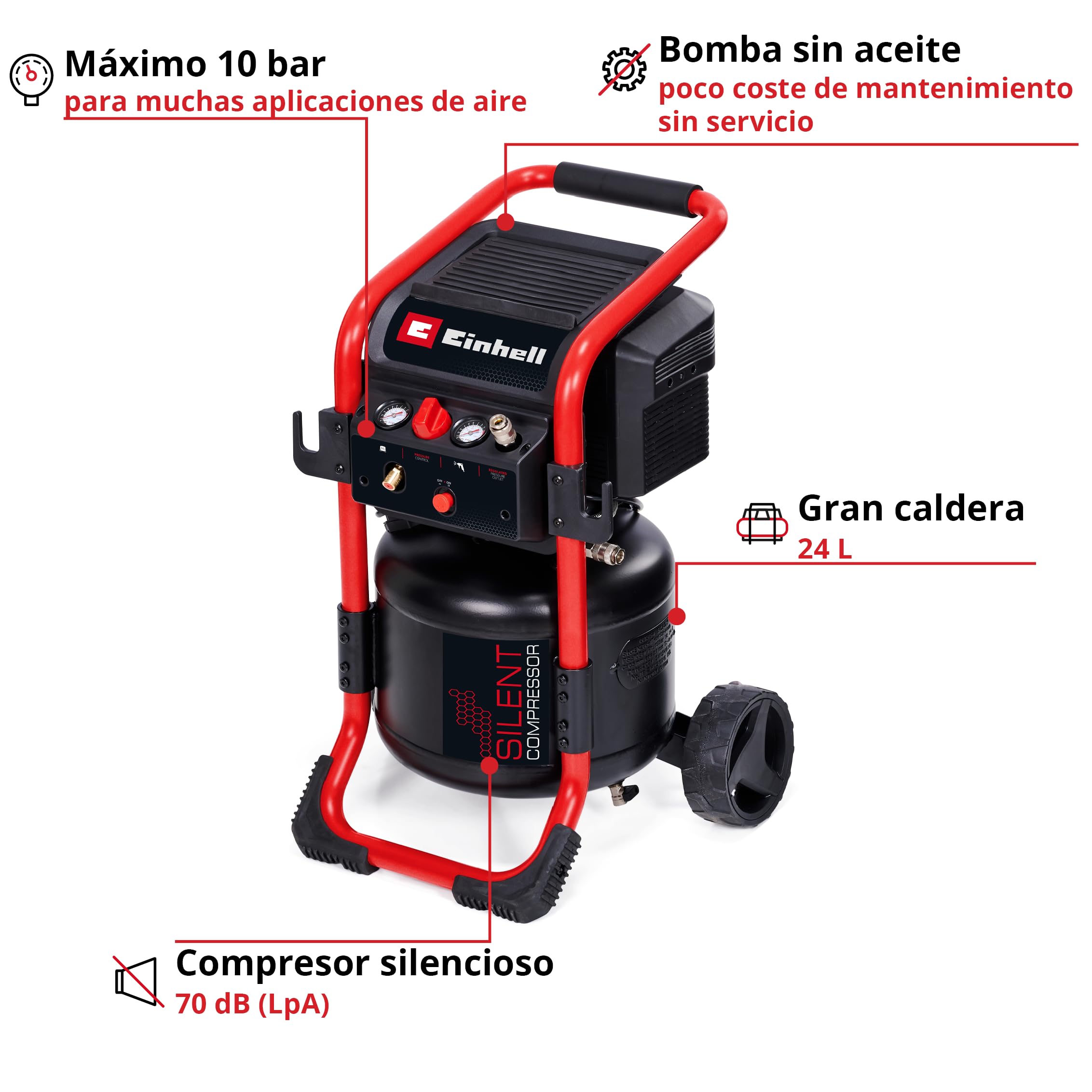 einhell-compresor-silencioso-te-ac-240-24-silent-1500-w-10-bar-24-l-sin-aceite-2 image 2