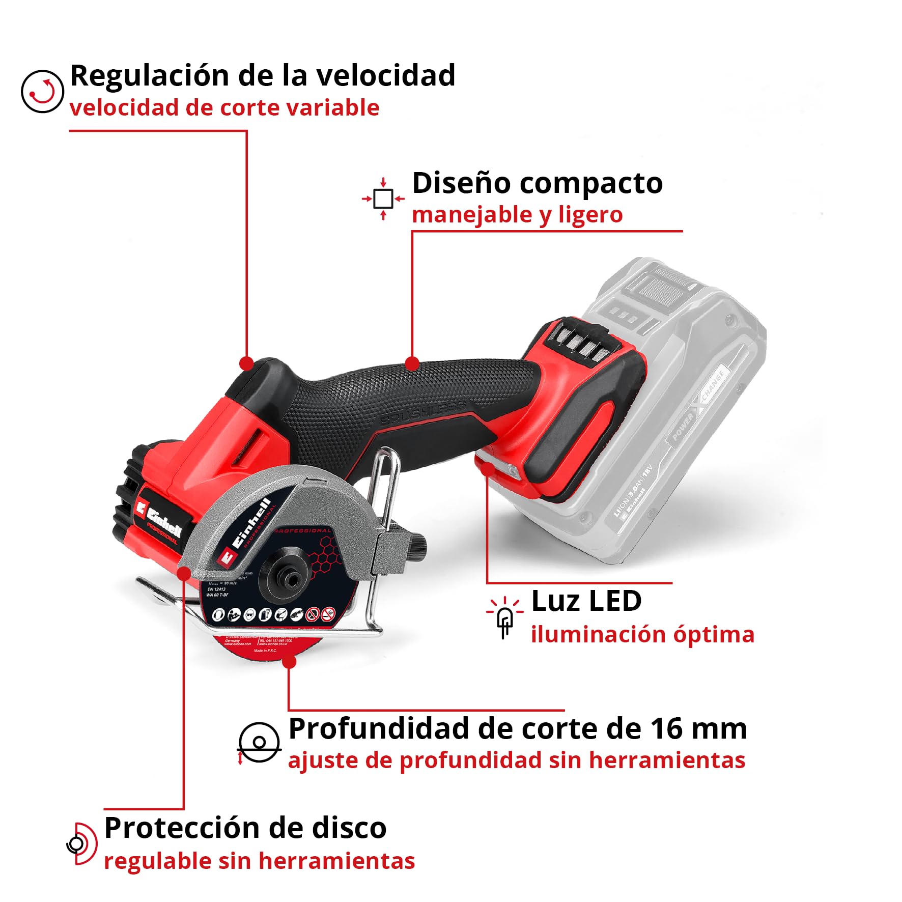 einhell-professional-tronzadora-a-bater-a-tp-co-18-76-c-li-bl-solo-18v-brushless image 3