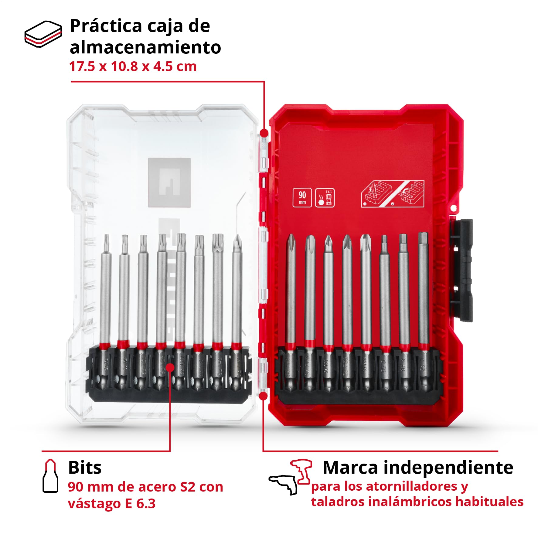 einhell-m-case-16-juego-de-puntas-de-90mm-con-acero-s2-y-eje-6-3-caja-de-almacen image 2