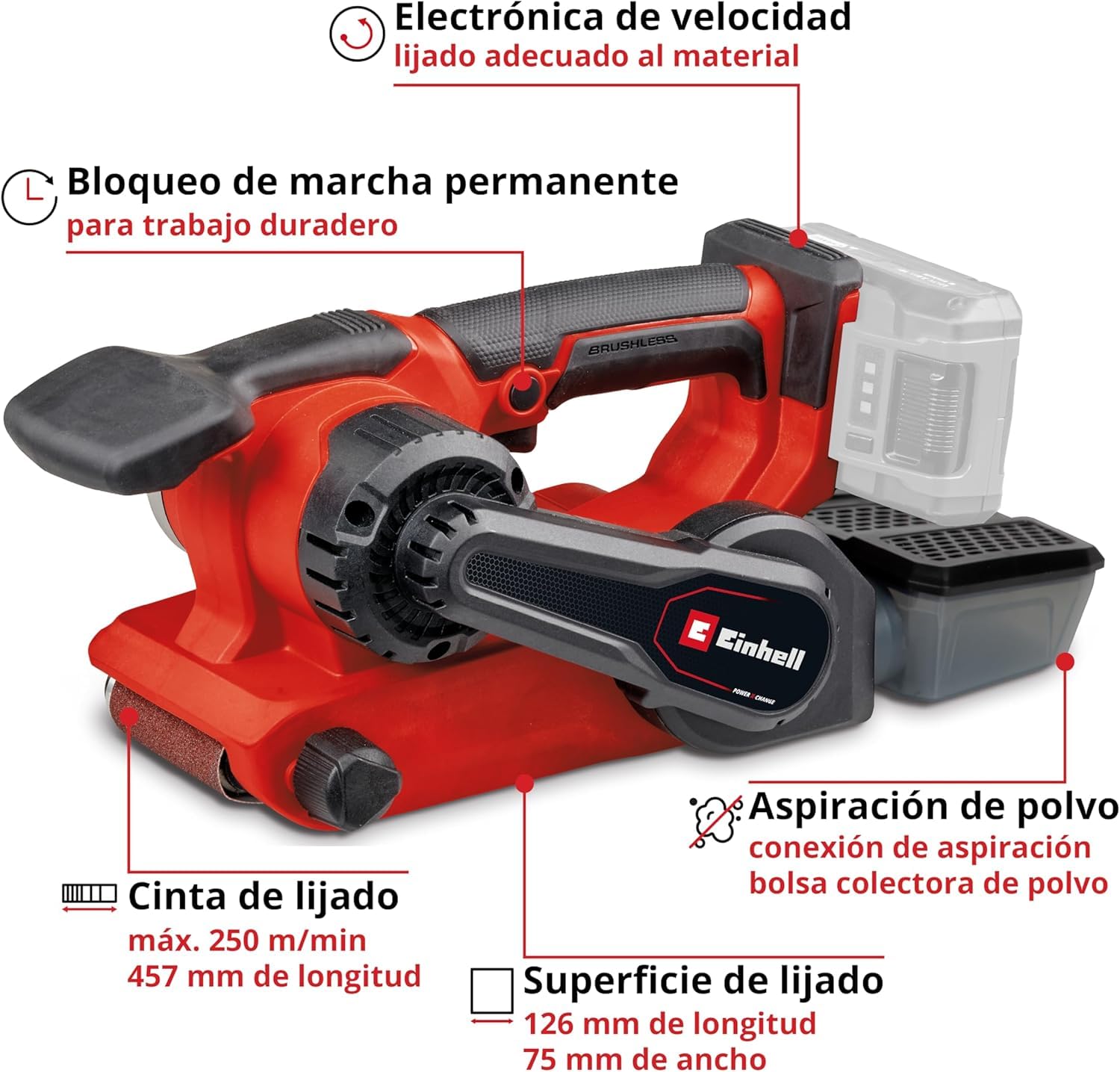 einhell-professional-lijadora-de-banda-a-bater-a-tp-bs-18-457-li-bl-solo-power-x image 3