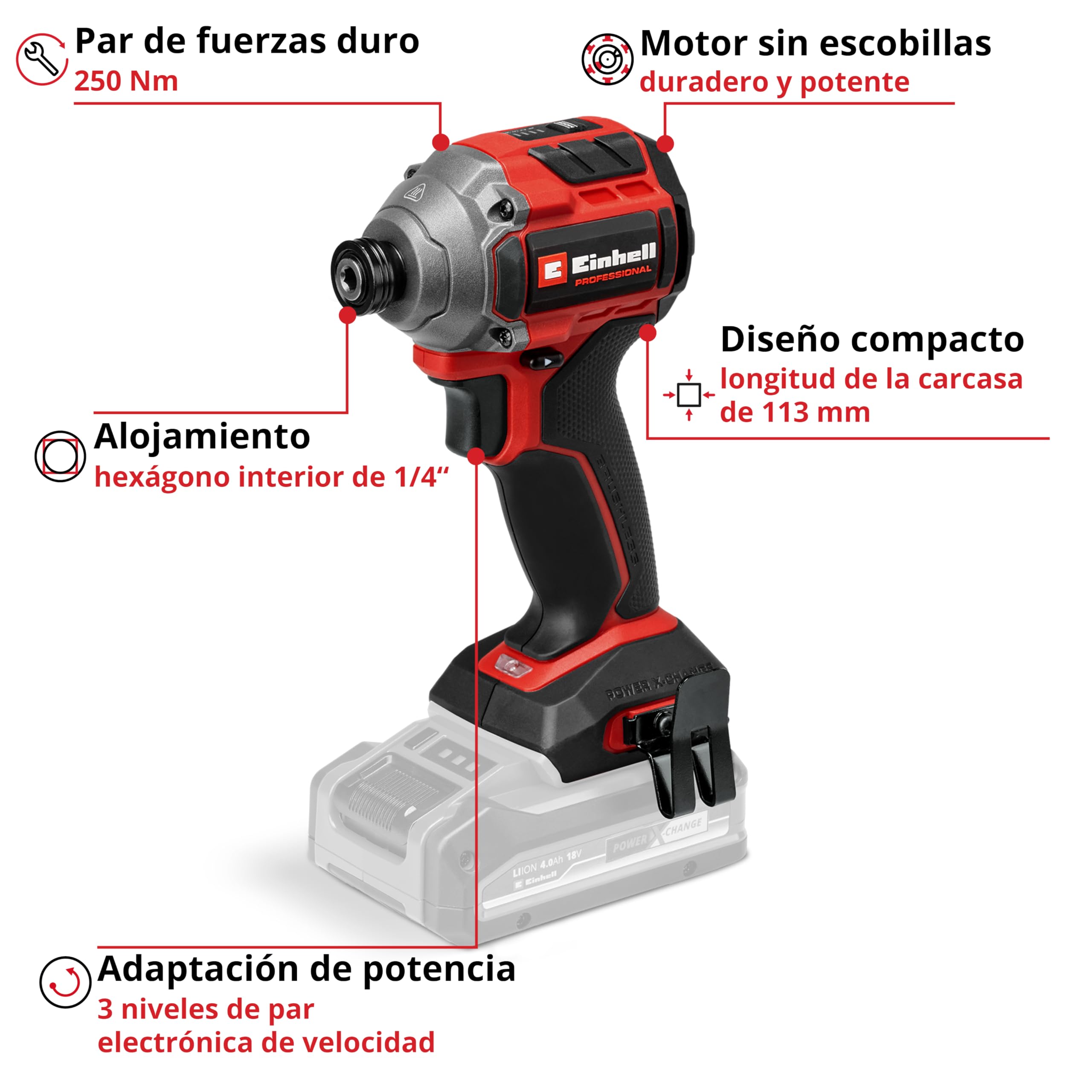 einhell-professional-atornillador-de-impacto-tp-ci-18-250-c-li-bl-solo-power-x-c image 3