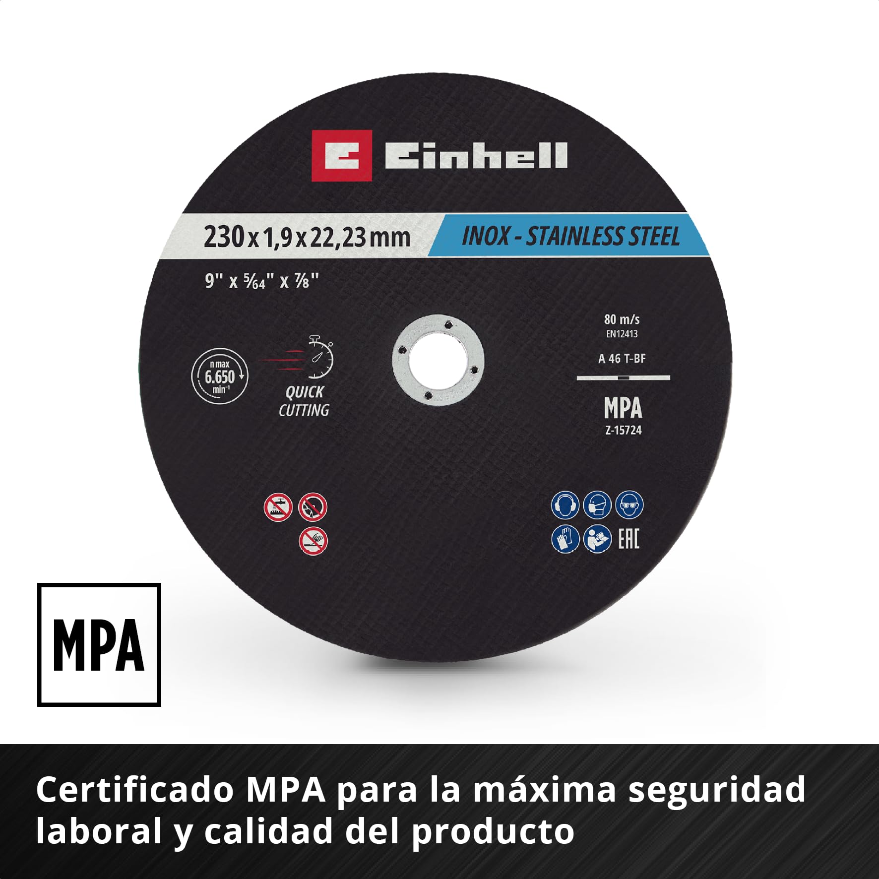 einhell-lote-de-10-discos-de-corte-230x2mm-para-metal-y-acero-inoxidable image 4