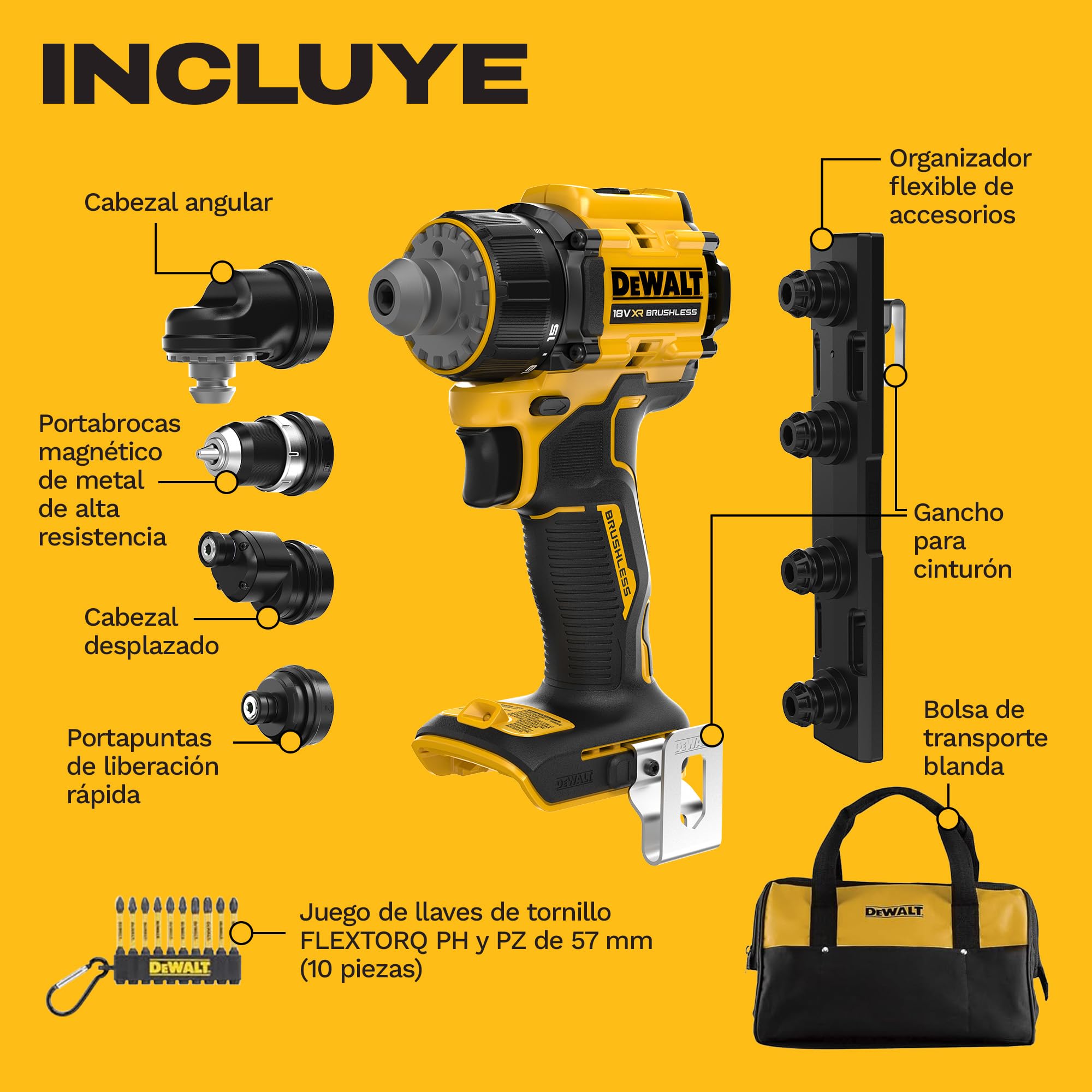 dewalt-dcd803kn-xj-taladro-atornillador-18v-xr-multicabezal-con-4-cabezales-moto image 8