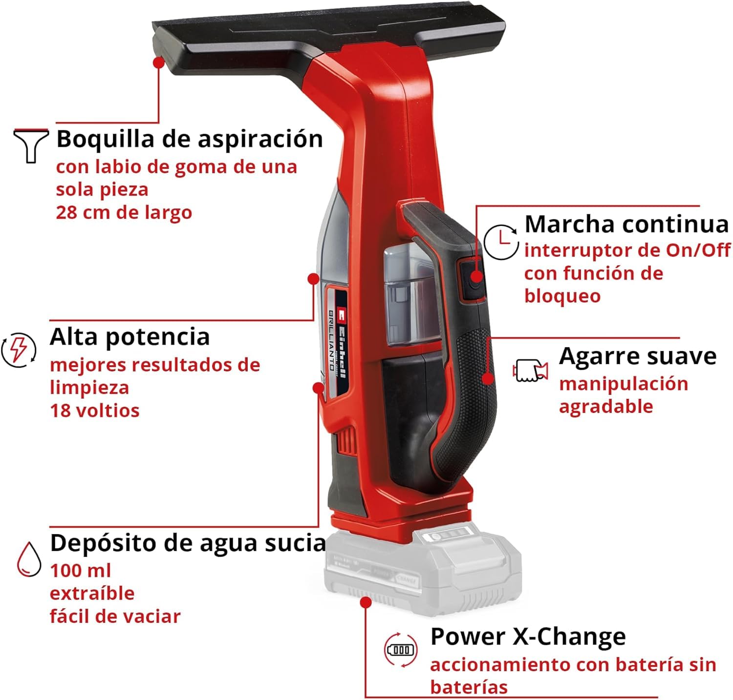 einhell-limpiacristales-con-bater-a-brillianto-power-x-change-18v-boquilla-de-28 image 6