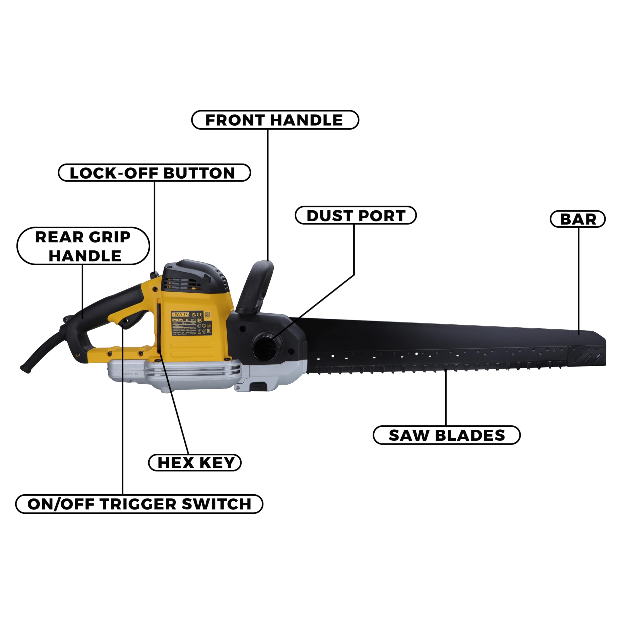 dewalt-dwe397-qs-sierra-alligator-1700w-hoja-43-cm-bloqueo-de-seguridad image 2