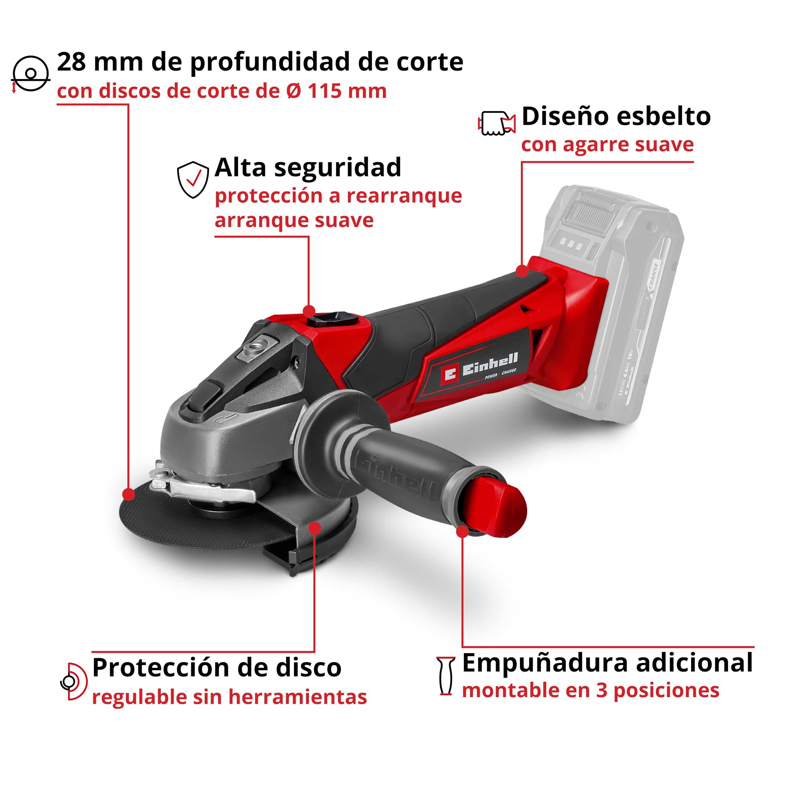 einhell-te-ag-18-115-li-amoladora-angular-a-bater-a-18v-disco-115mm-corte-28mm-s image 4