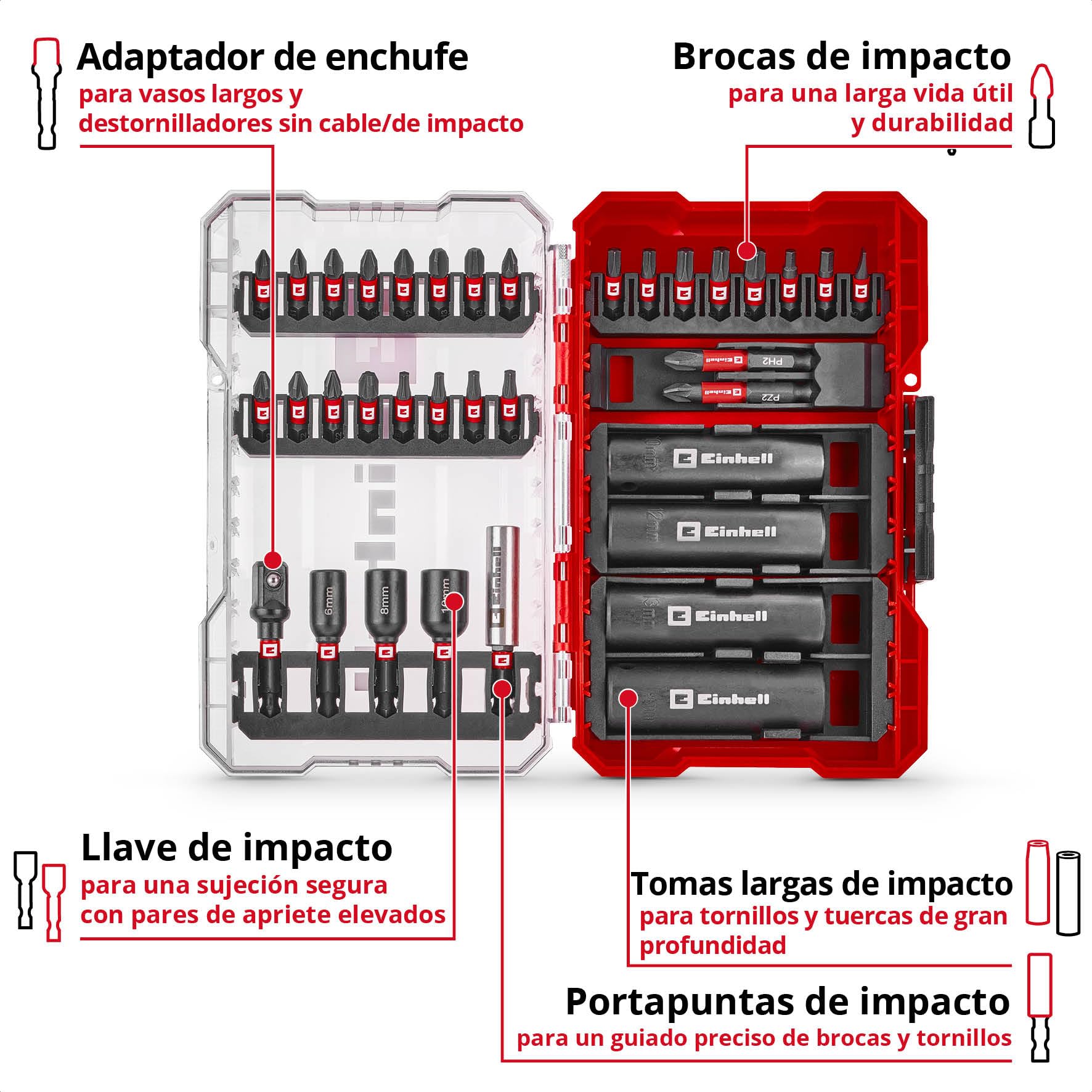 juego-de-35-brocas-de-impacto-y-llaves-de-vaso-einhell-m-case-puntas-25-50-mm-va image 3