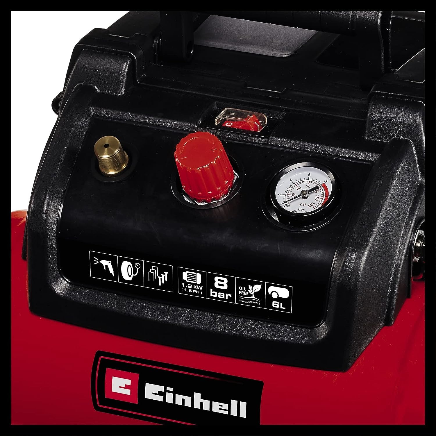 einhell-compresor-tc-ac-190-6-8-1-2-kw-m-x-8-bar-190-l-min-tanque-6-l-sin-aceite image 3