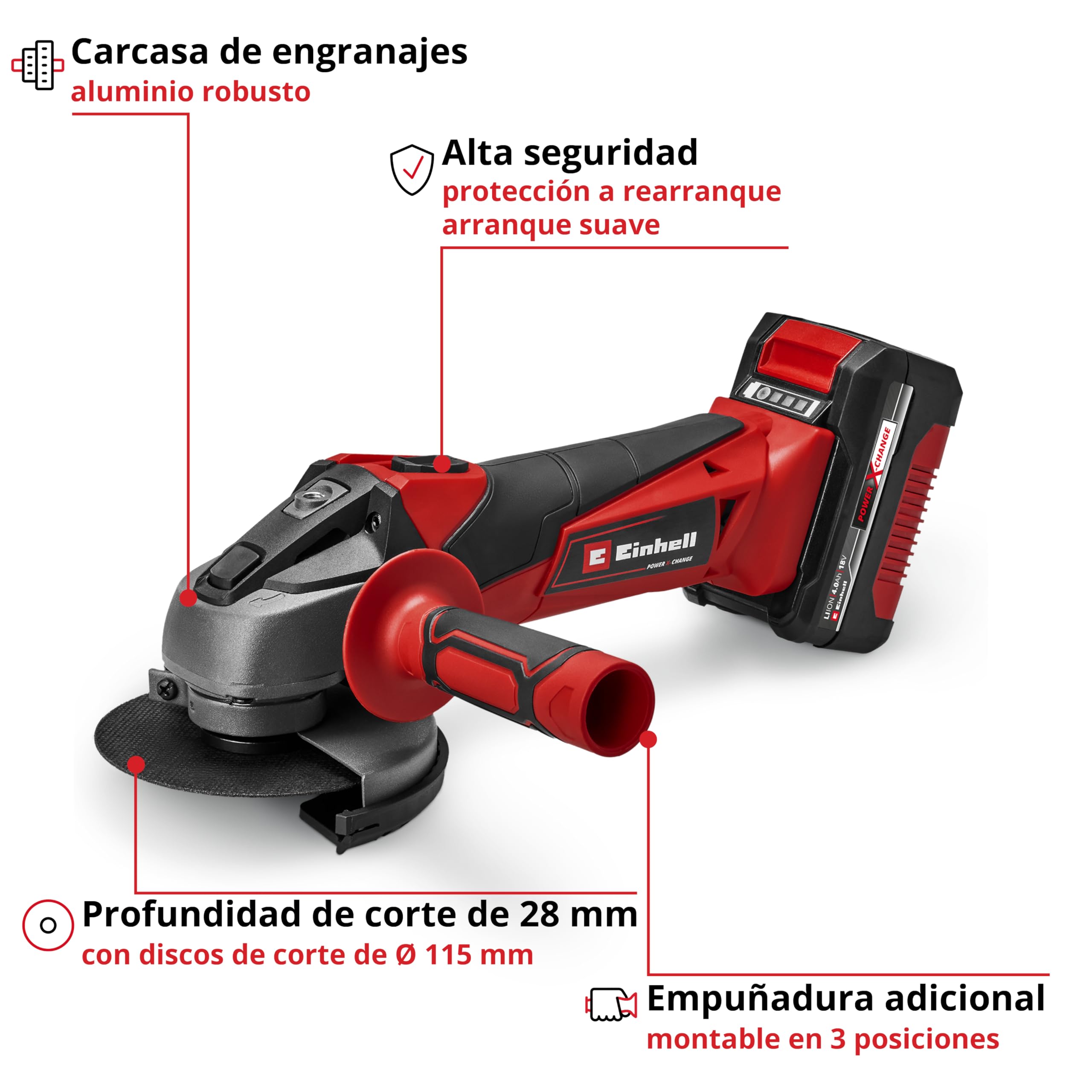 einhell-amoladora-angular-con-bater-a-tc-ag-18-115-li-power-x-change-18v-disco-1 image 3