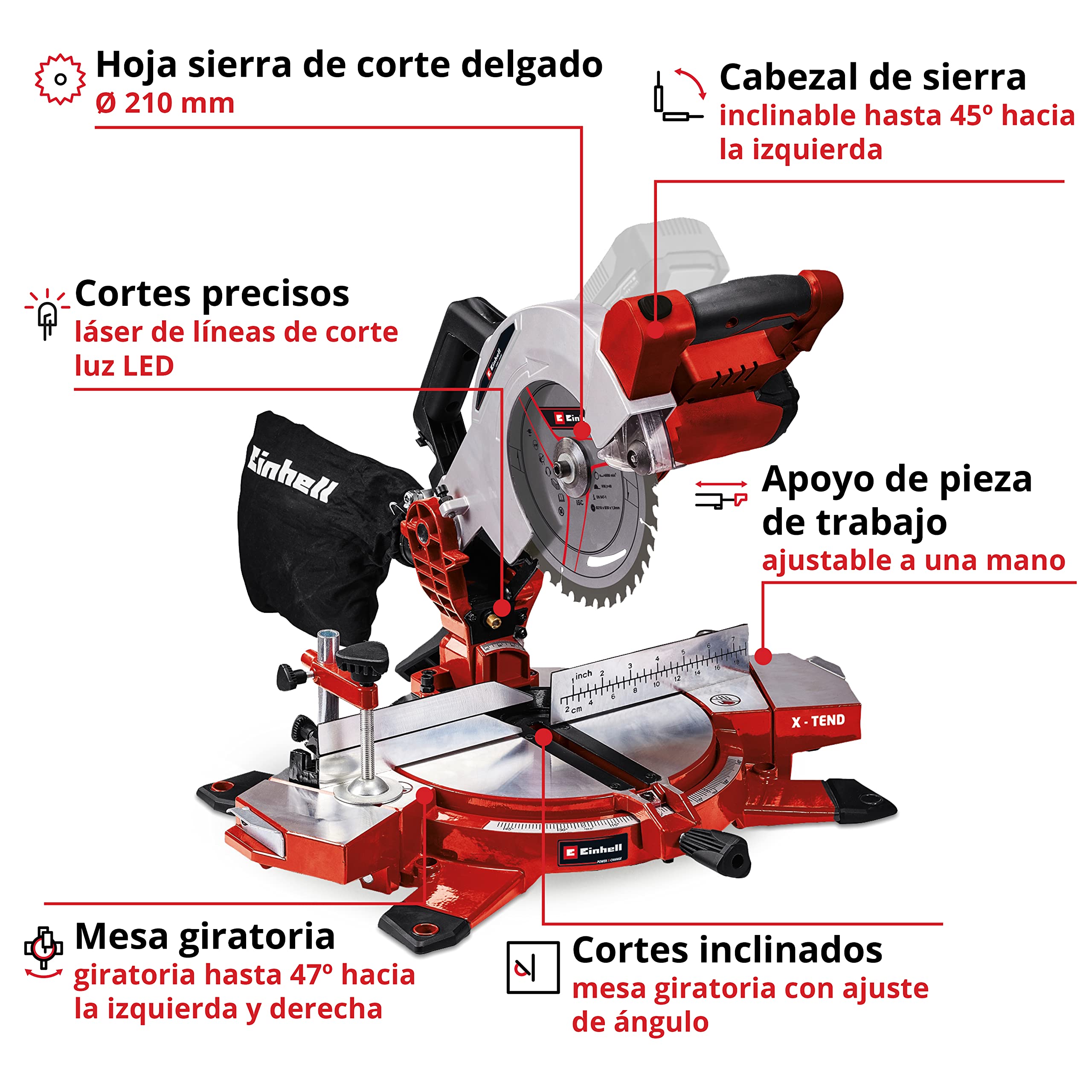 einhell-te-ms-18-210-li-solo-sierra-ingletadora-inal-mbrica-18v-power-x-change image 3