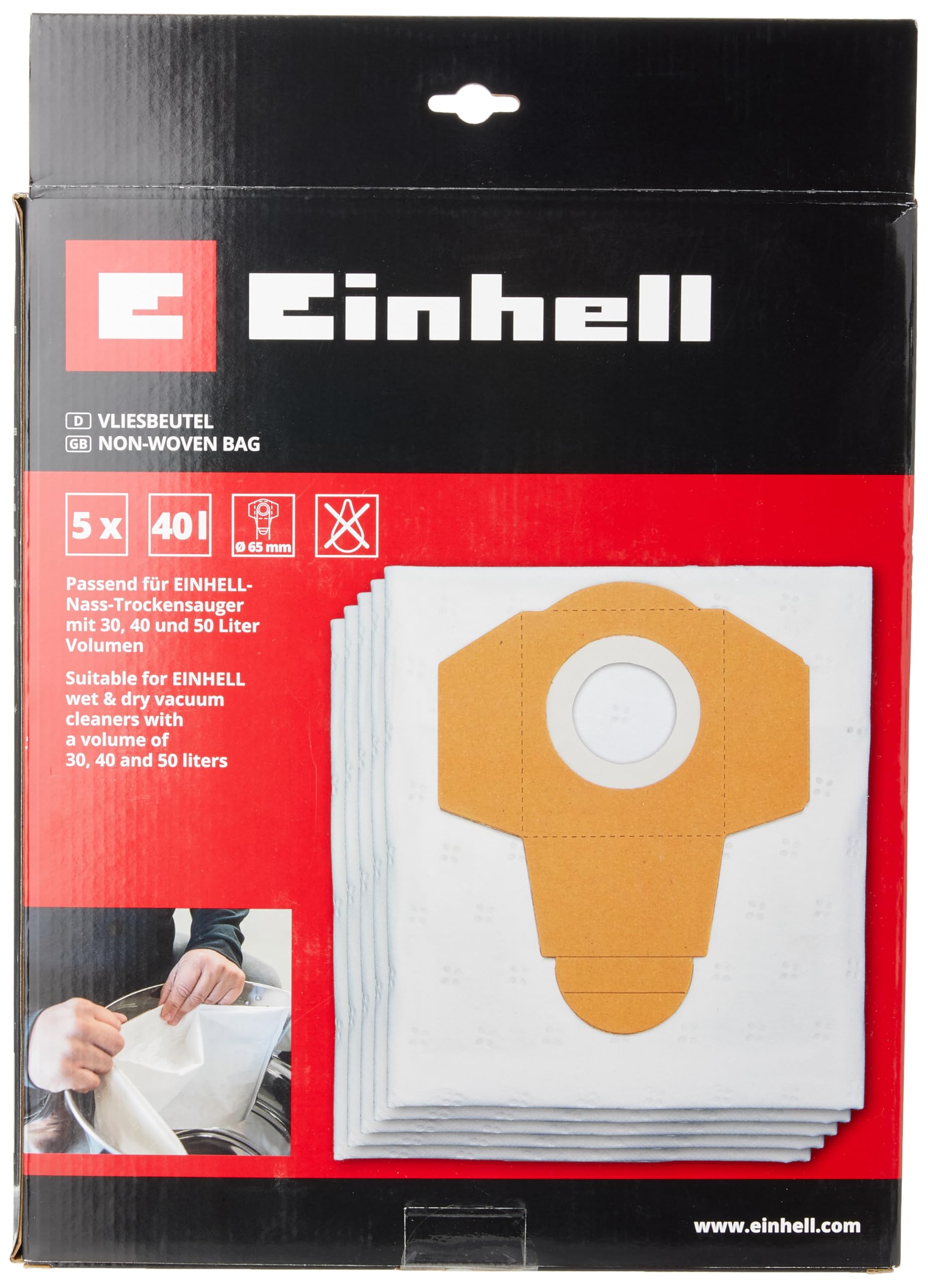 einhell-bolsas-para-aspirador-en-seco-y-h-medo-40l-5-piezas-compatible-con-tc-vc image 2