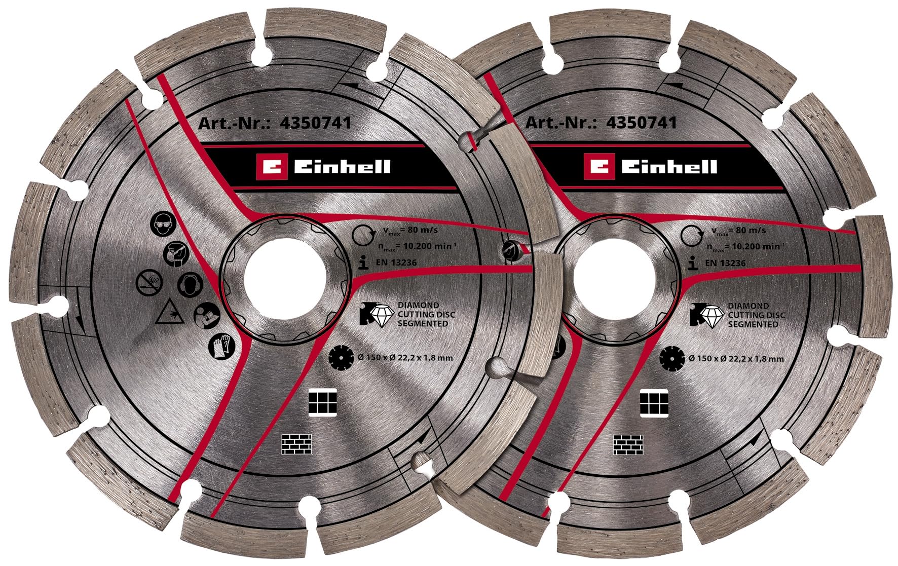 einhell-set-de-2-discos-de-corte-diamante-150mm-para-rozadora-te-ma-1700 image 1
